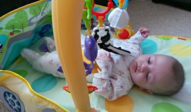 A baby sitting on a table