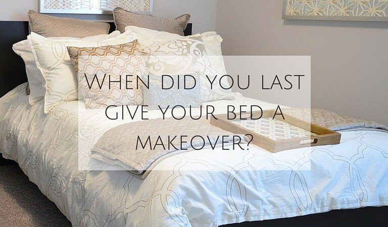 A made bed in a room