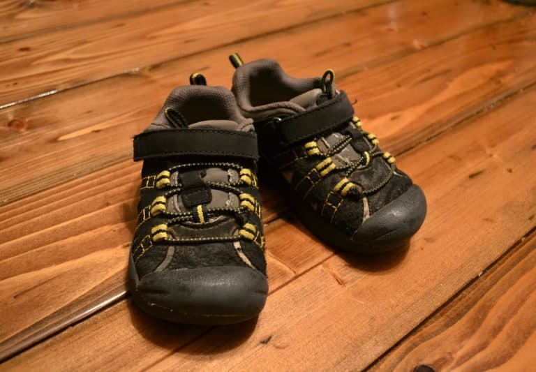 Shoes on a wooden table