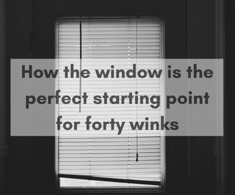 A sign in front of a window