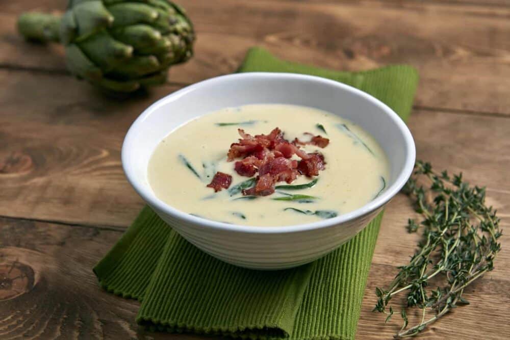 Anthony Worrell Thompson Jerusalem Artichoke Soup with Crispy Bacon