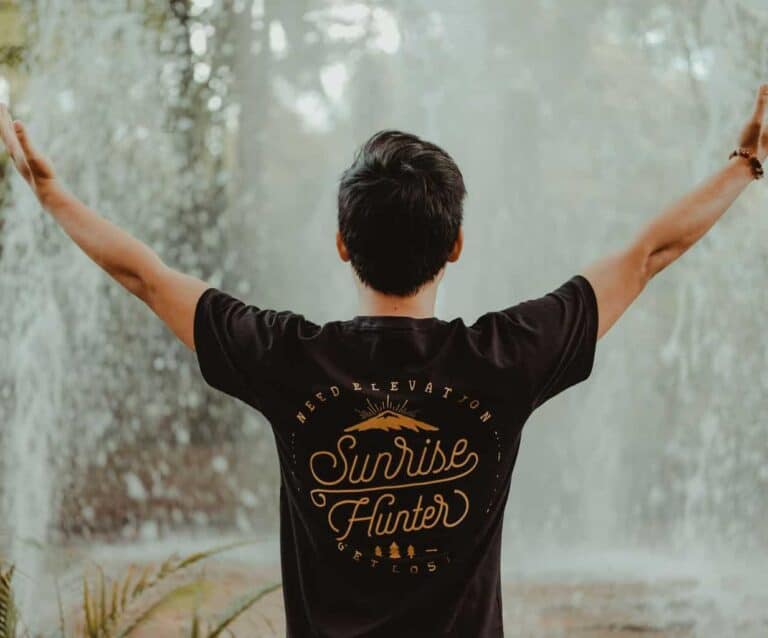 A boy jumping in the air