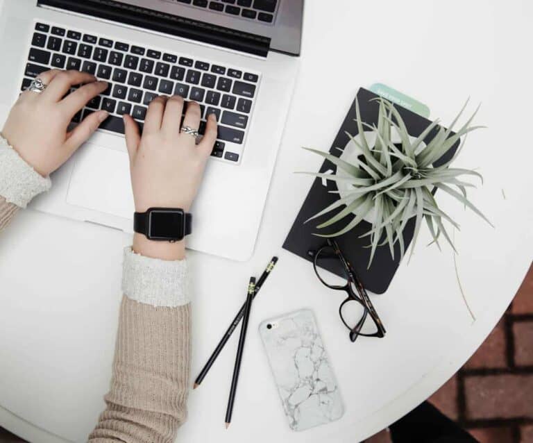A person using a laptop computer