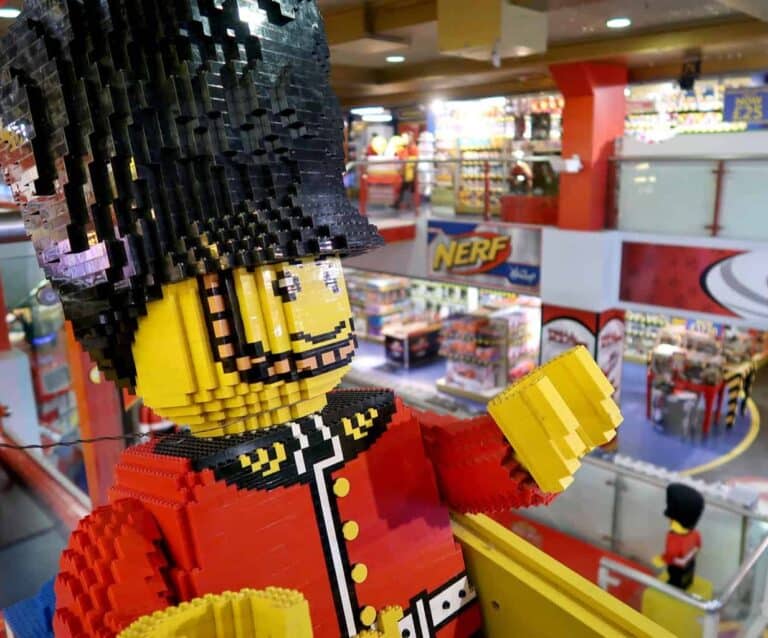 A close up of a toy store