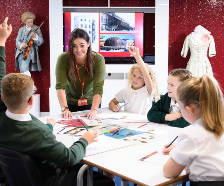 A group of people sitting at a table