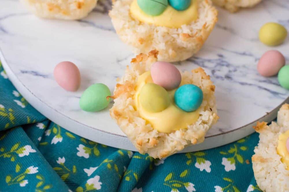 A plate full of Easter Macaroons