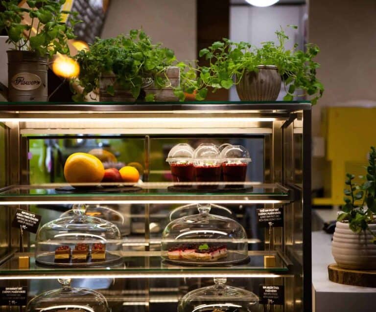 A glass display case