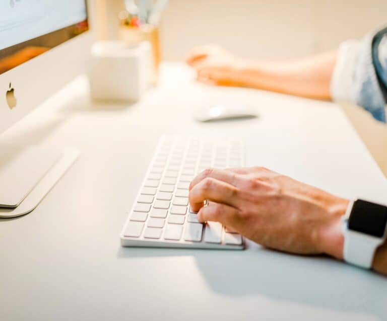 A person using a laptop computer