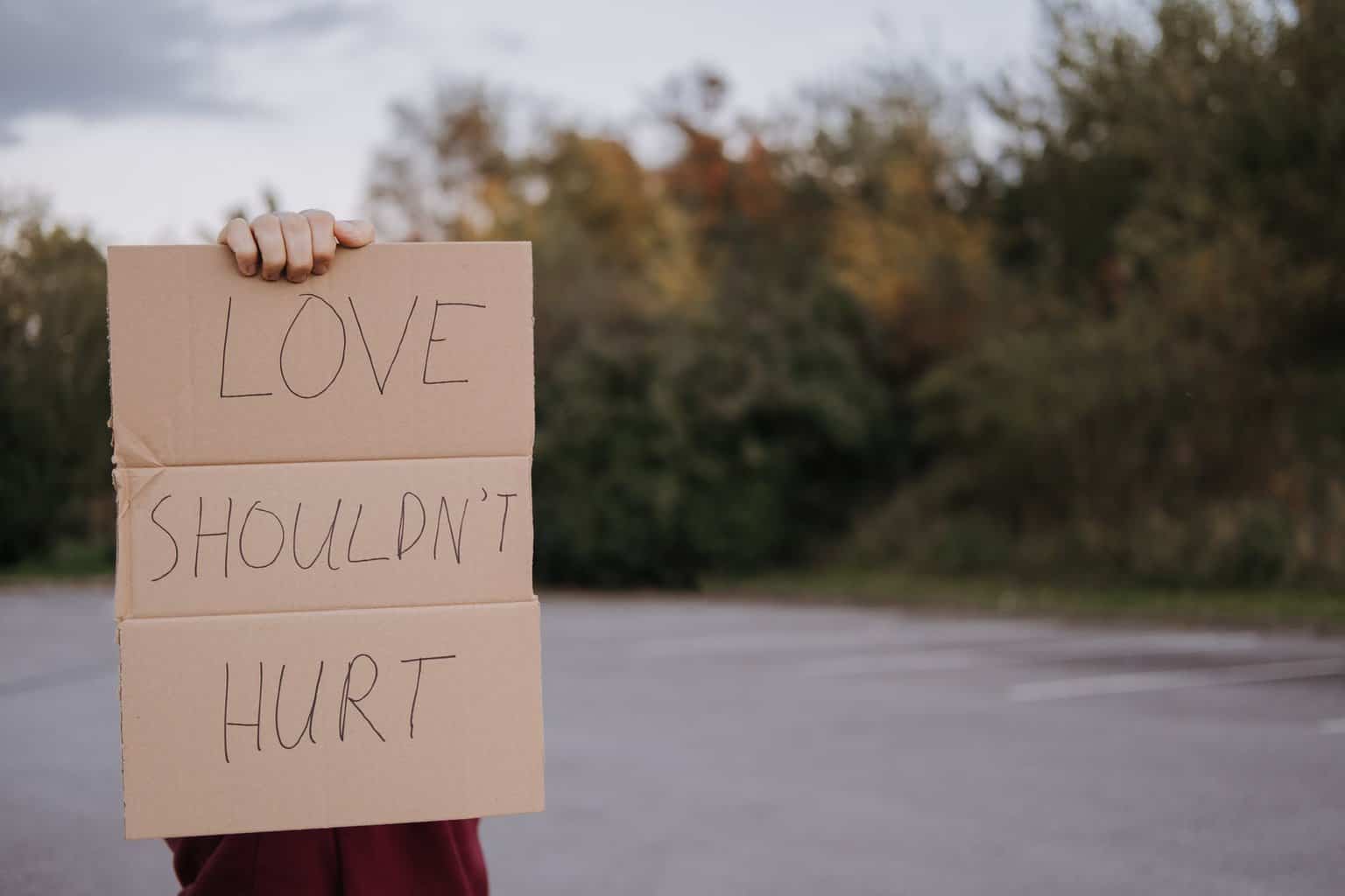 6 Domestic Violence Facts
 - A person with a carton with the inscription love should not hurt