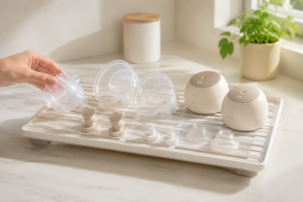 How to Set Up a Breast Pump Parts Drying Rack